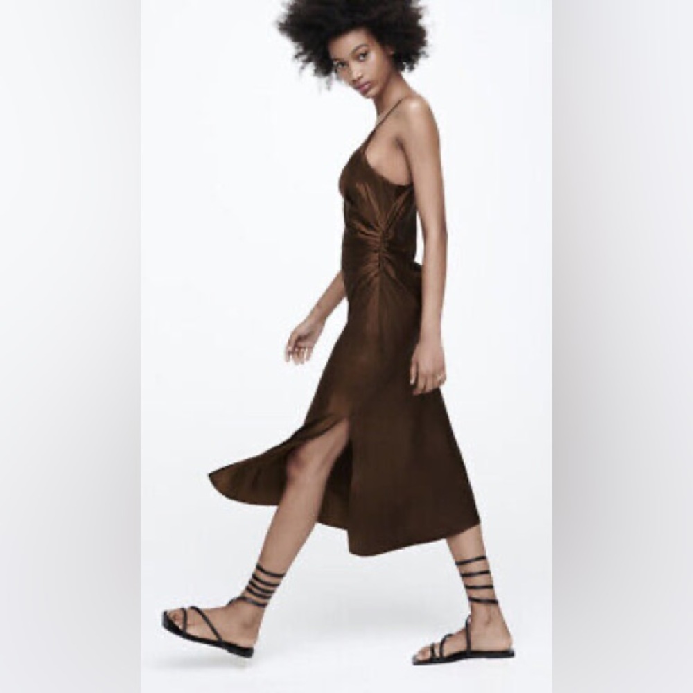 Zara Satin Effect Midi Dress - Picture 3 of 3